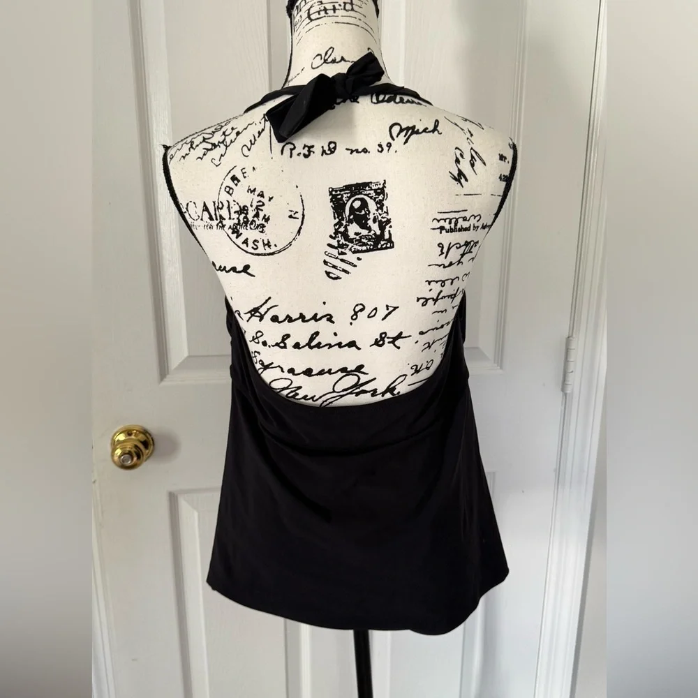Lands' End‎ tankini halter top 16 Swimsuit Pool Black Beach Minimalist Outdoor